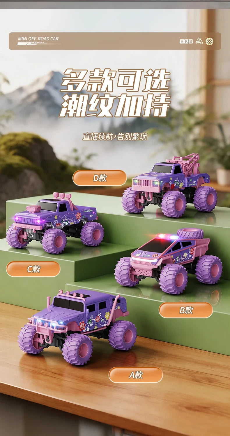 hot model 1:64 mini alloy remote control truck 2.4G four-wheel drive big foot off-road vehicle simulation model children toy car