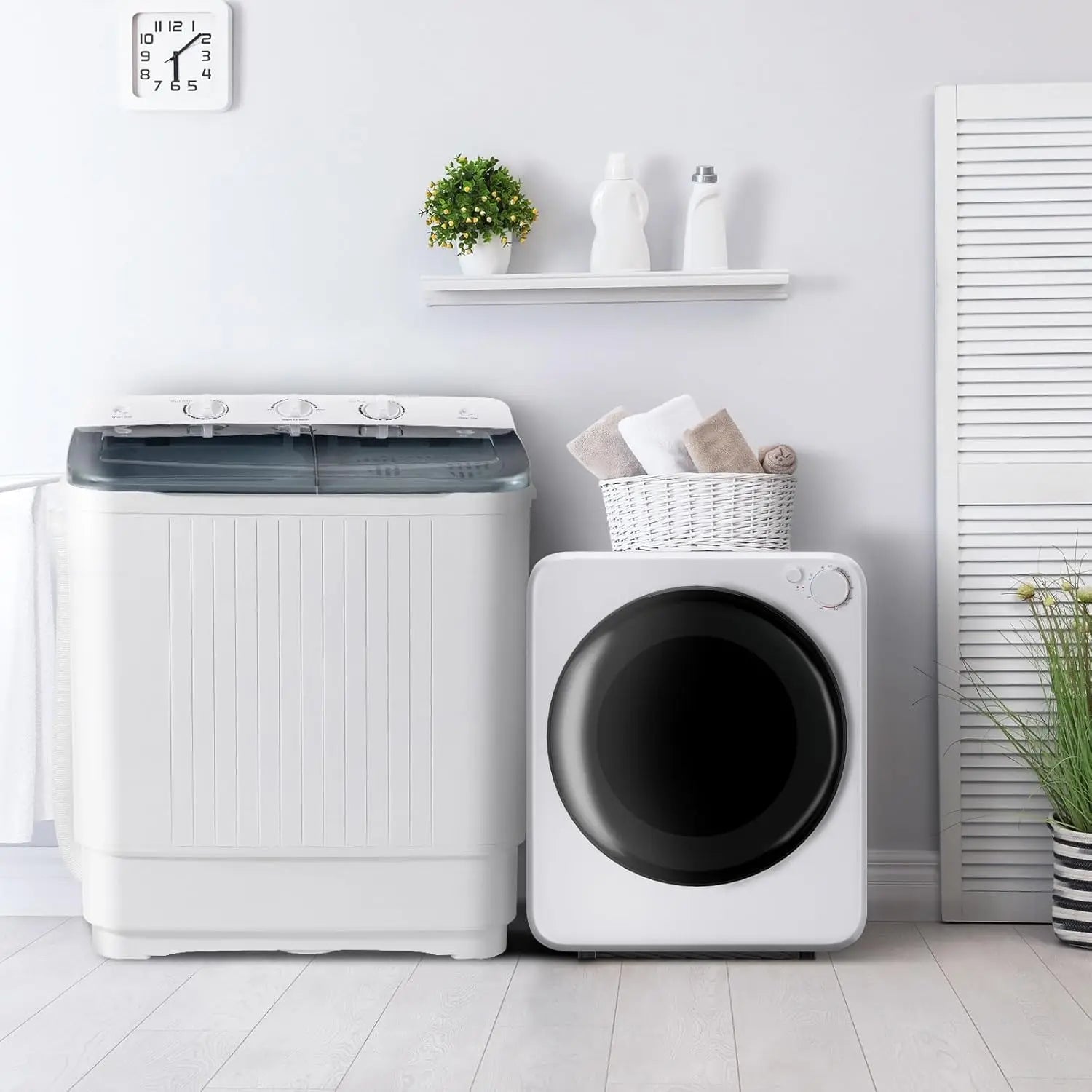 Portable Washer & Dryer Combo Set — 22 lbs Fully Automatic Washing Machine, 1.8 Cu Ft Dryer with 5 Drying Modes