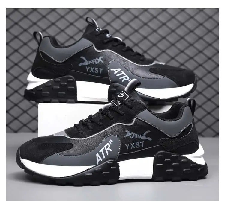 Men's Breathable Faux Leather Lace-Up Sneakers