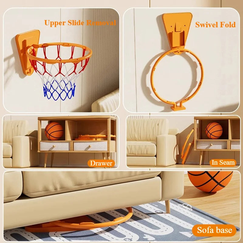Kids Indoor Basketball Hoop – Wall-Mounted Folding Mini Hoop for Home & Bedroom Training