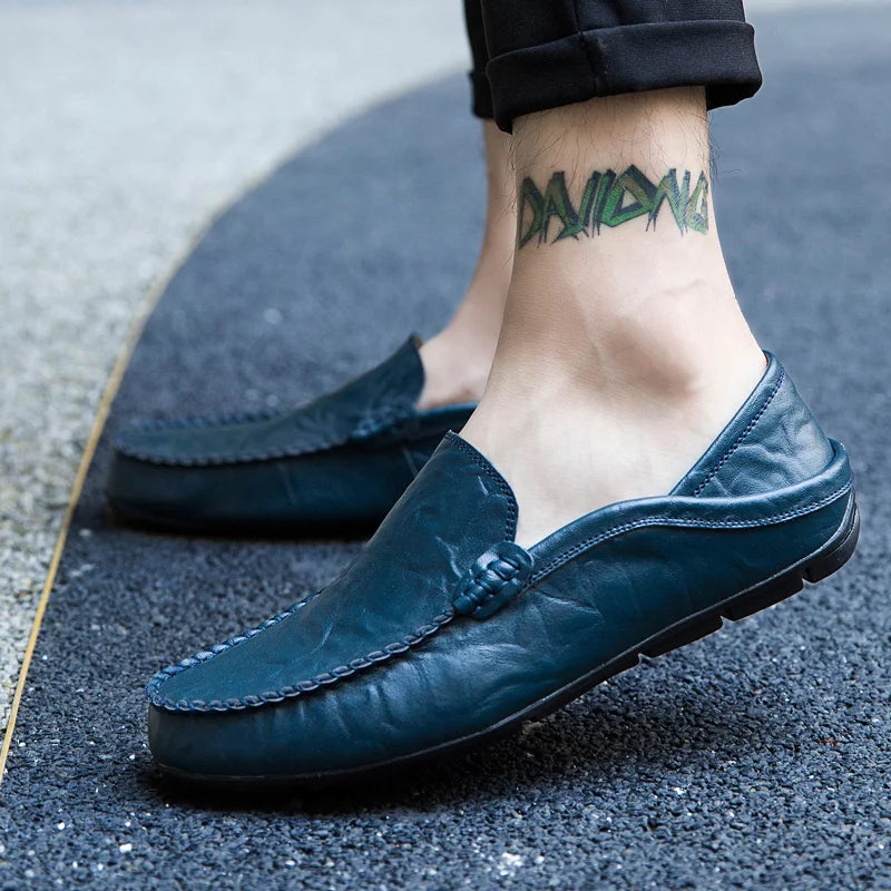 Men's Cow Leather Slip-On Boat Loafers