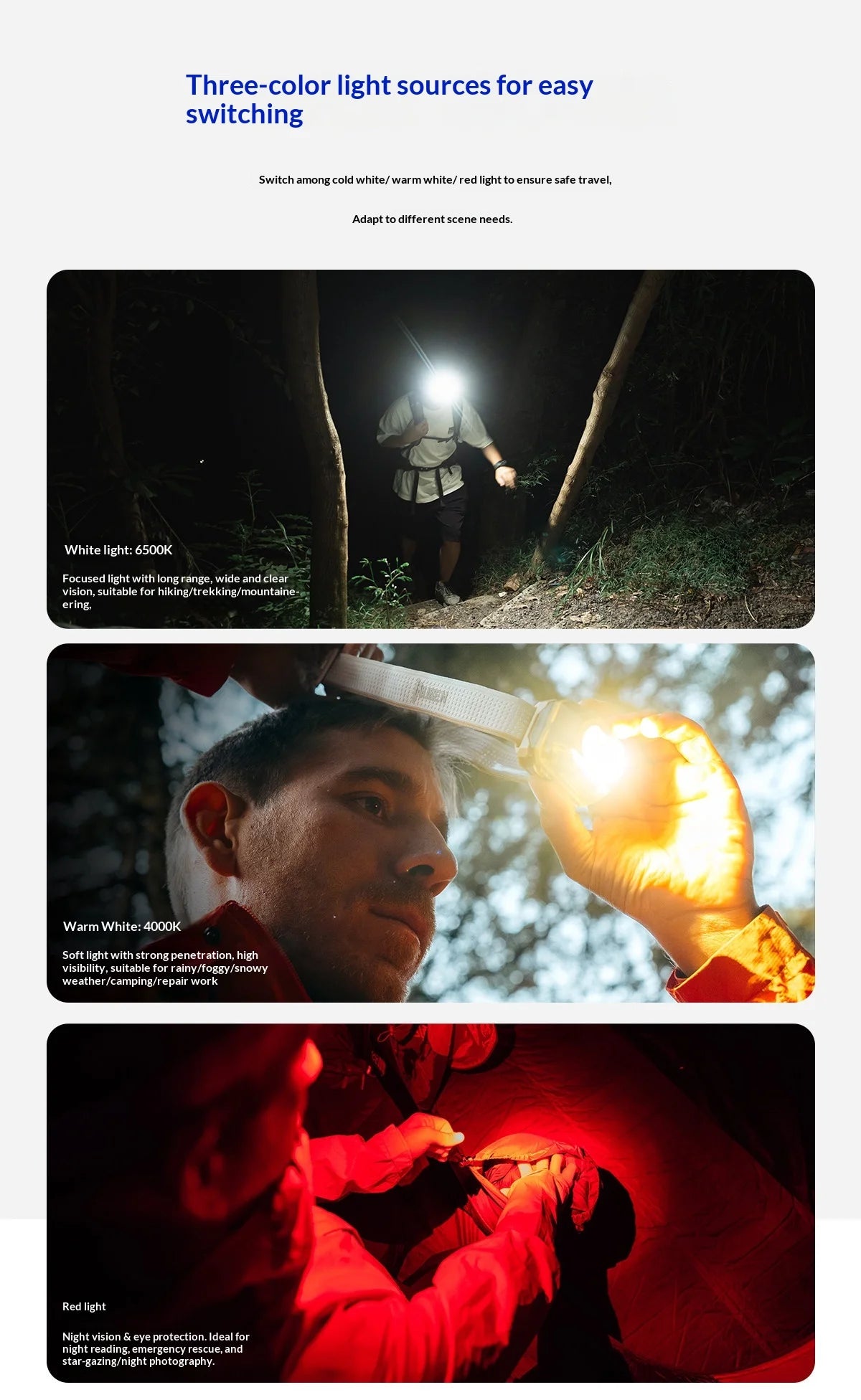 WUBEN H4 Rechargeable Headlamp – 800 Lumens, Adjustable Angle, Long Battery Life for Camping & Hiking