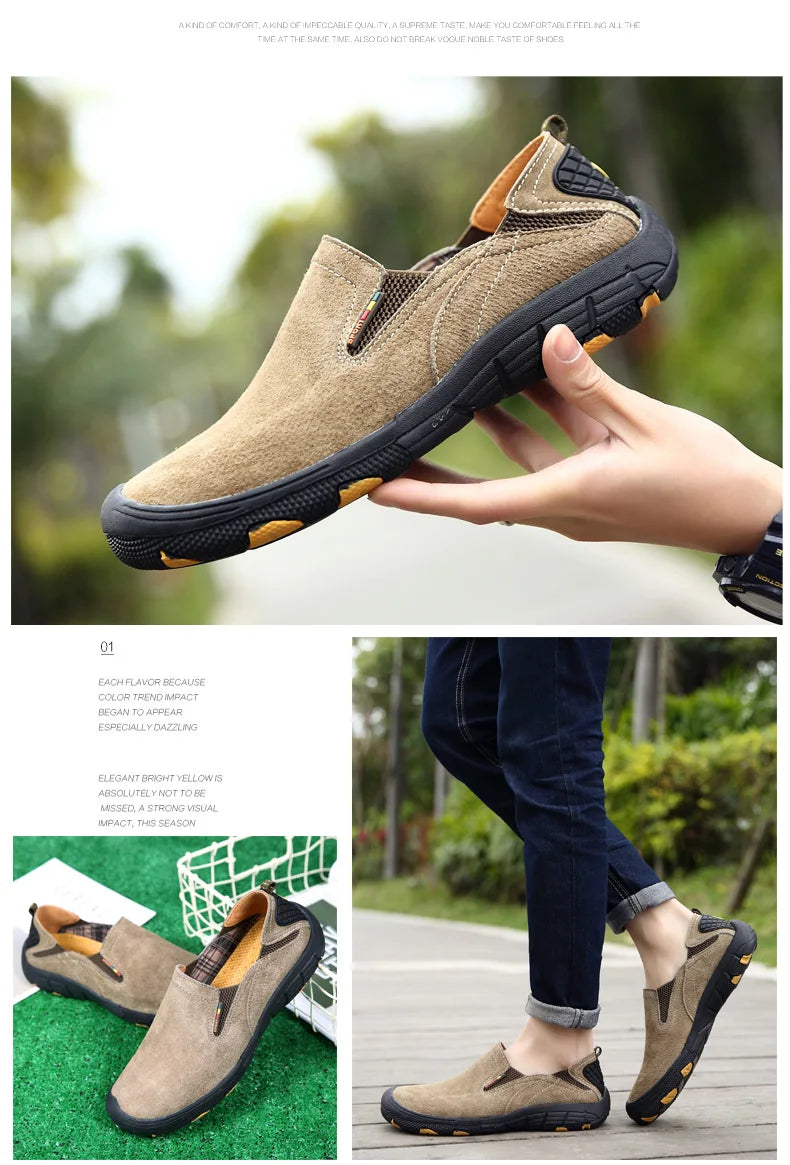 Men's Cow Leather Cotton-Lined Slip-On Loafers