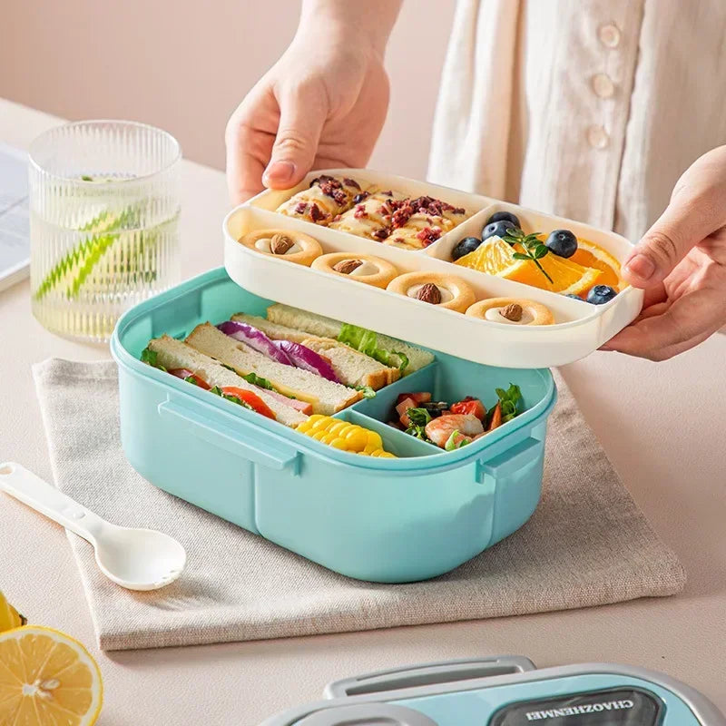 1200ml Wheat Straw Lunch Box – Leakproof Bento with Utensils