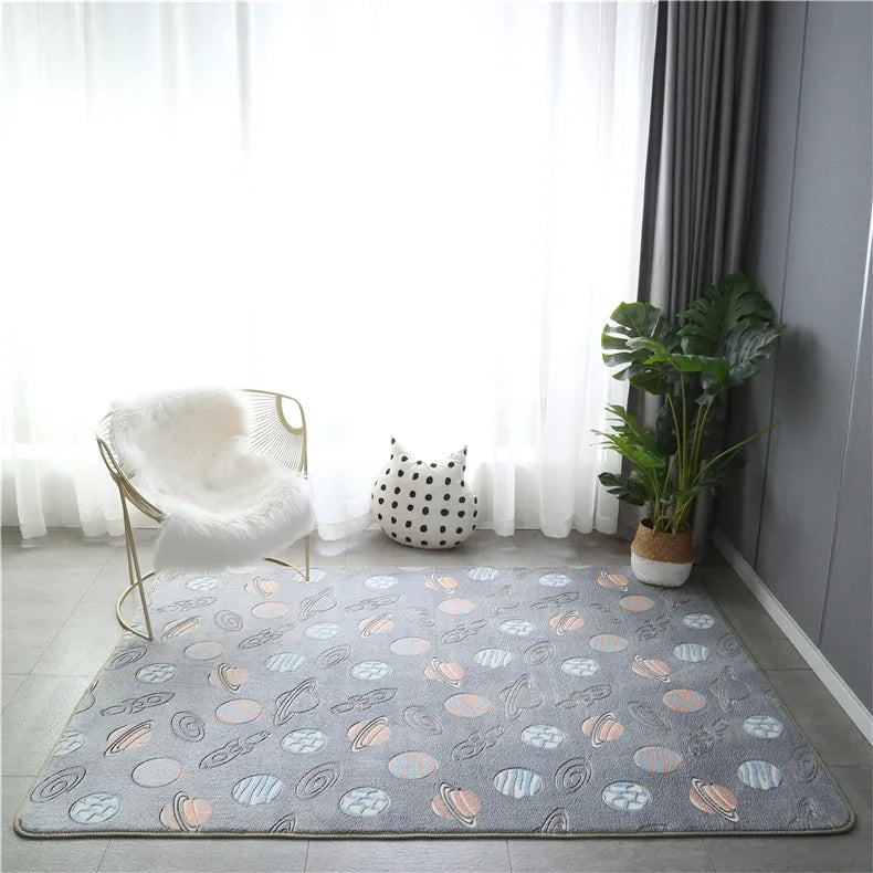 Rainbow Unicorn Glow in the Dark Area Rug – Large Kids Room Carpet with Stars
