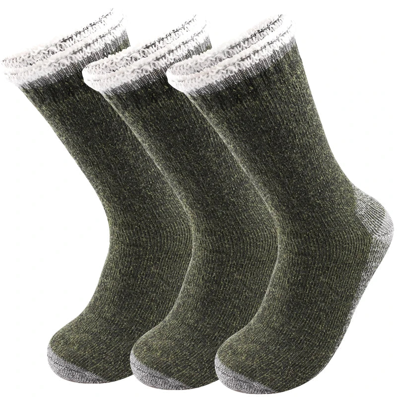 Men's Thick Wool-Blend Crew Socks, 3 Pairs