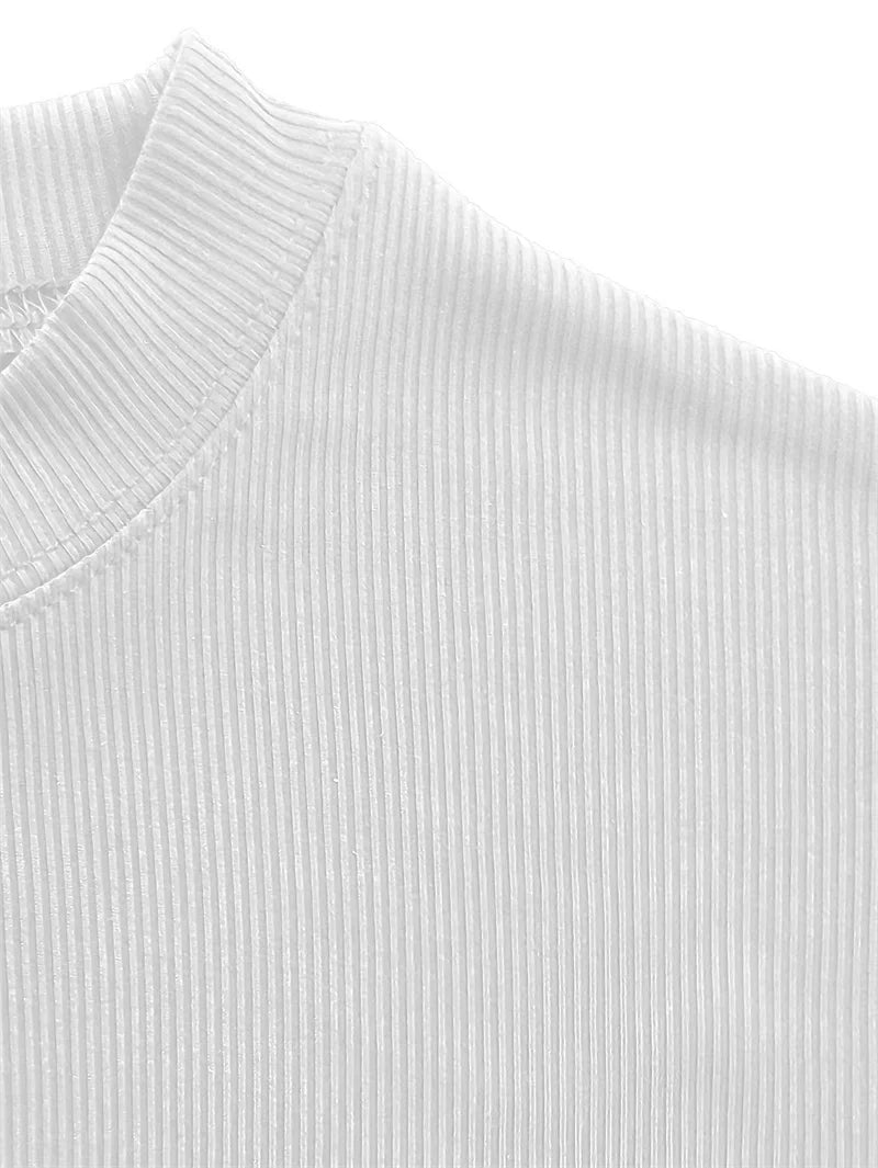 Men's Striped High Collar Short Sleeve Fitness Top — Athletic Training Shirt