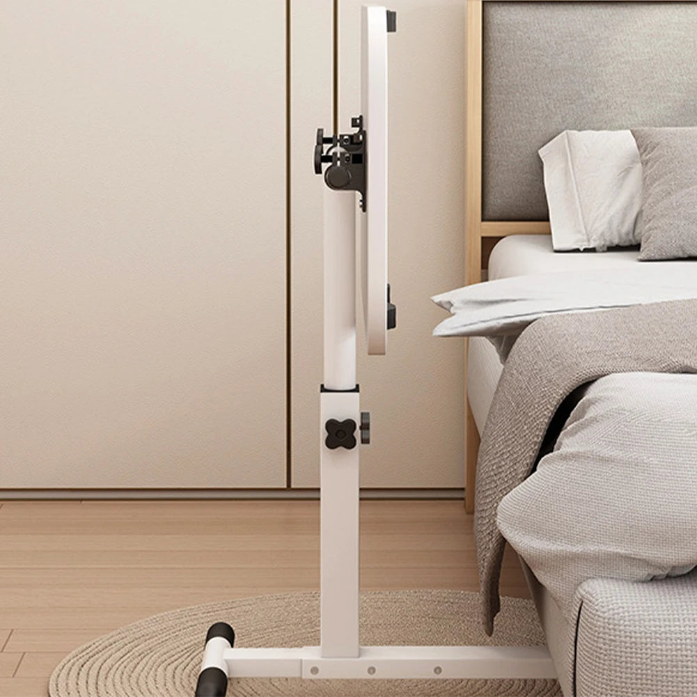 Overbed Table with Adjustable Height & Tilting Desktop — Rolling Hospital Bedside Laptop Desk on Wheels