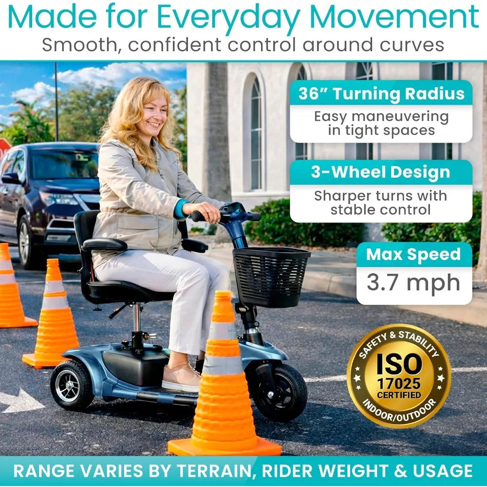 3-Wheel Mobility Scooter for Adults, Folding Travel Design