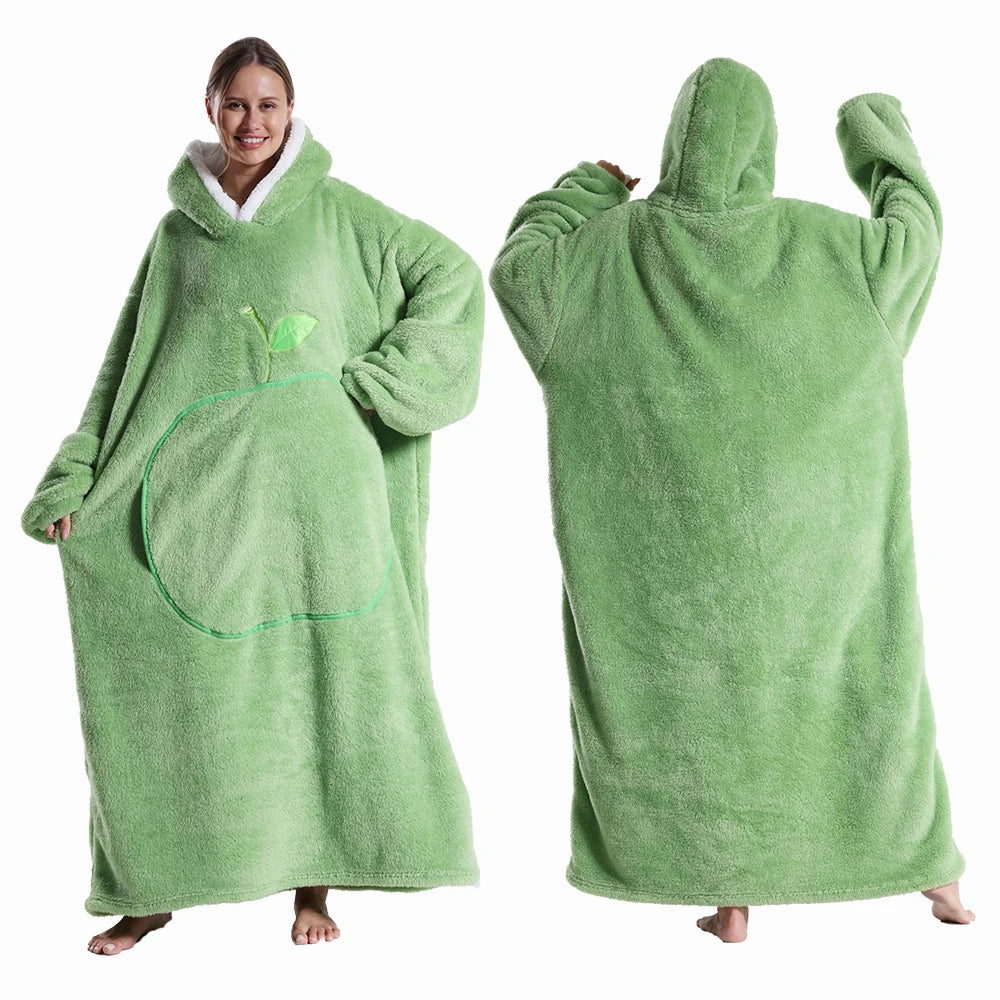 Oversized Wearable Blanket Hoodie – Plush Fleece with Sleeves, Hood & Pocket, 40 Designs