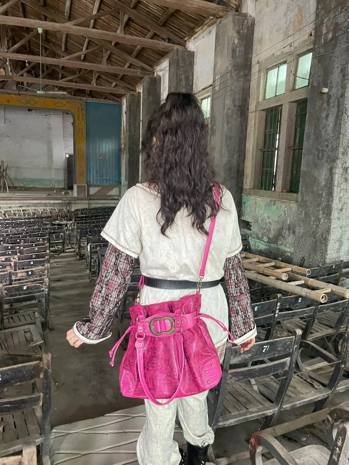 ABQP Vintage Distressed Large Capacity Underarm Tote Crossbody Bag – Designer Shoulder Handbag for Women