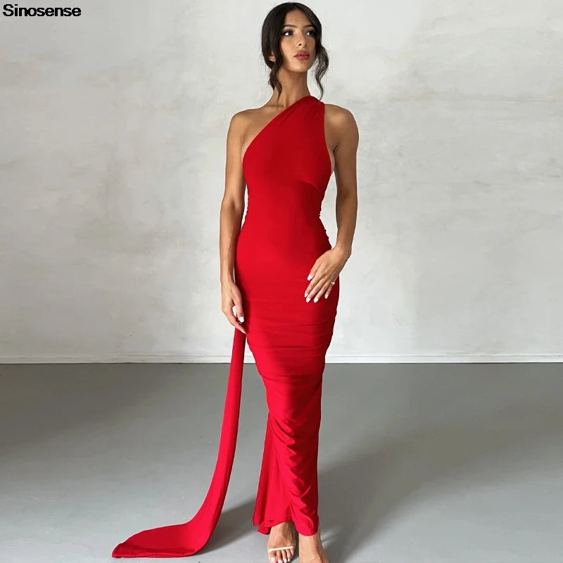 Backless Ruched Slim Bodycon Maxi Dress — Elegant Formal Wedding Guest Evening Dress