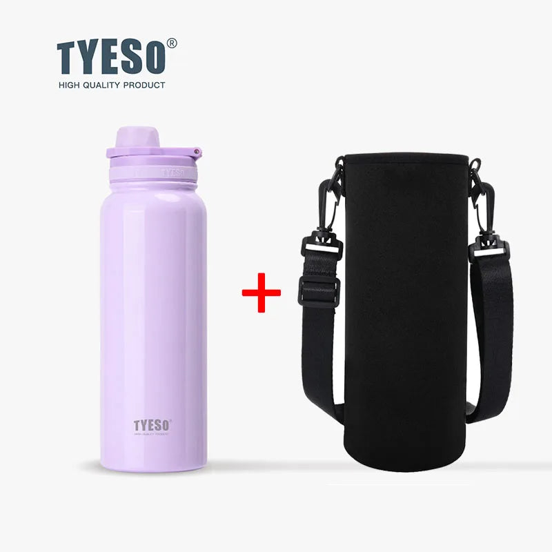 TYESO 304 SS Vacuum Thermos Bottle – Wide Mouth, Leakproof, 6–12Hr, 600–1200ml, 10+ Colors, Optional Cup Bag
