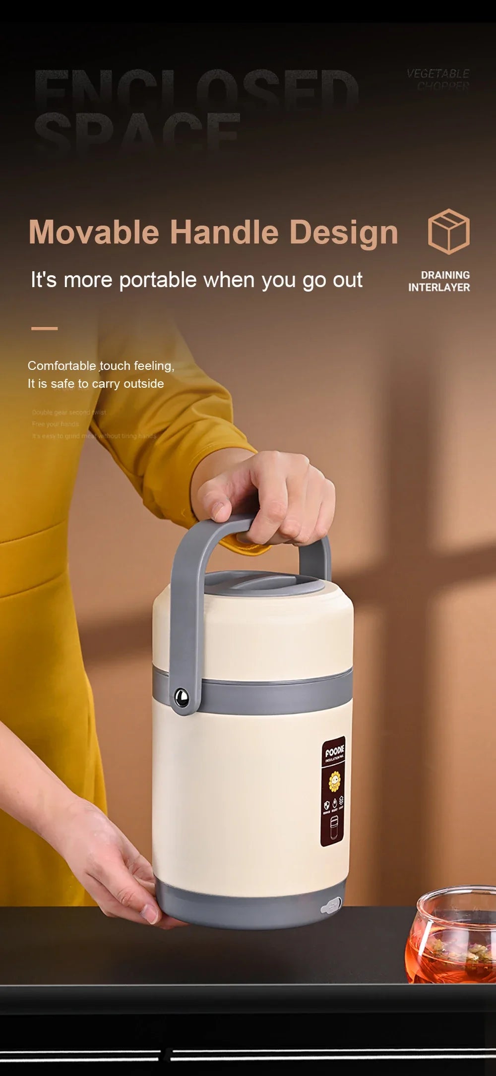 USB Heated Lunch Box – Stainless Steel 65°C Warmer