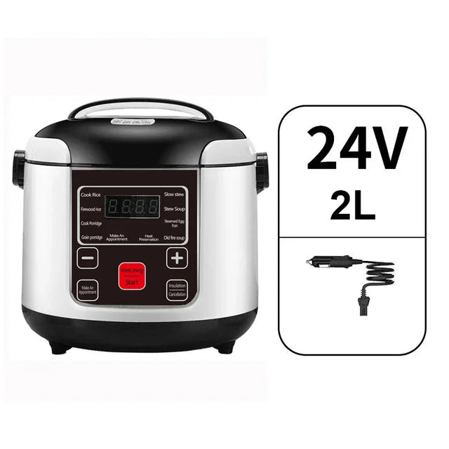 12V/24V Mini Car Rice Cooker 2L — Portable Truck Lunch Box Meal Heater & Food Steamer