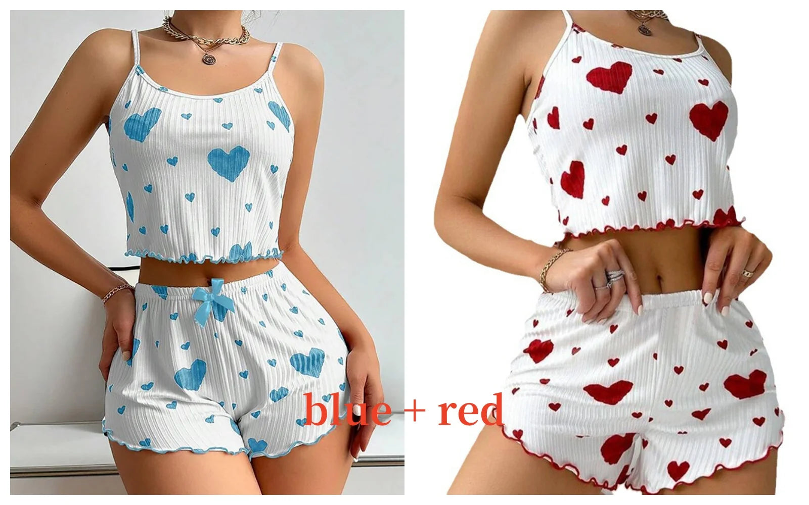 Women's 2-Piece Tank Top & Shorts Pajama Set | Soft Casual Love Print Sleepwear