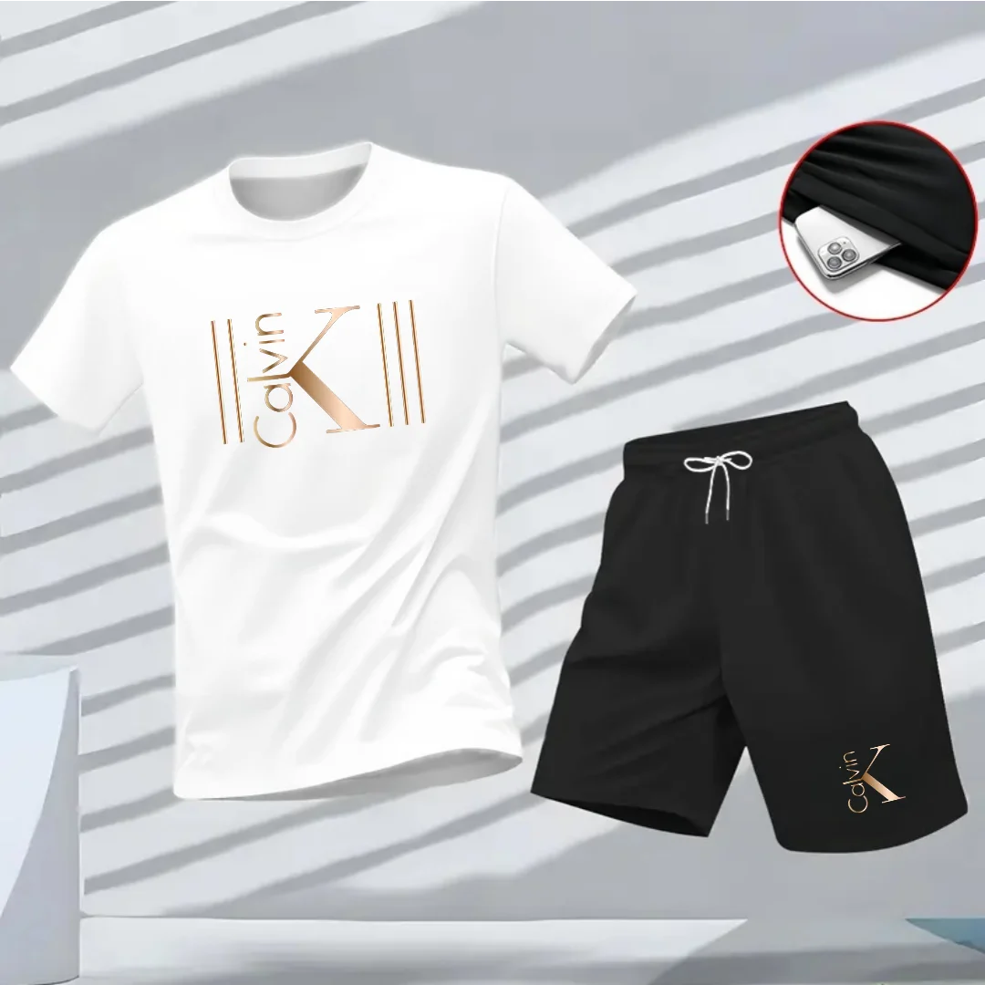 Men's Pattern Print T-Shirt & Shorts Set – Breathable Summer Streetwear Casual 2-Piece