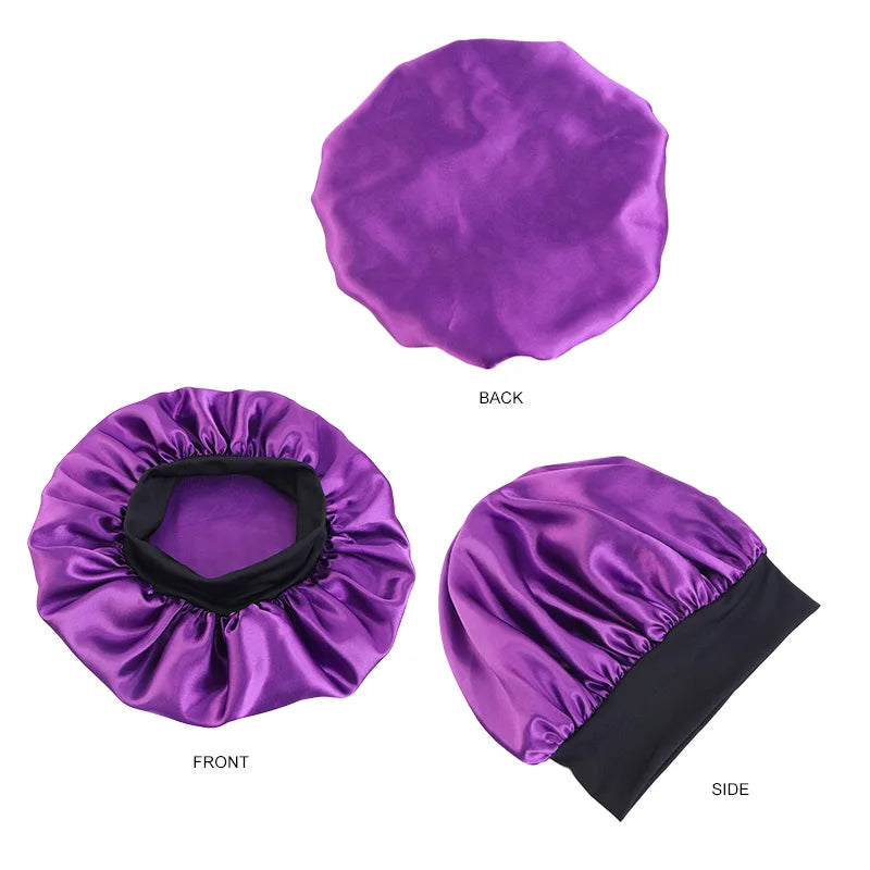 Satin Sleep Bonnet — Wide-Brim Hair Care Cap