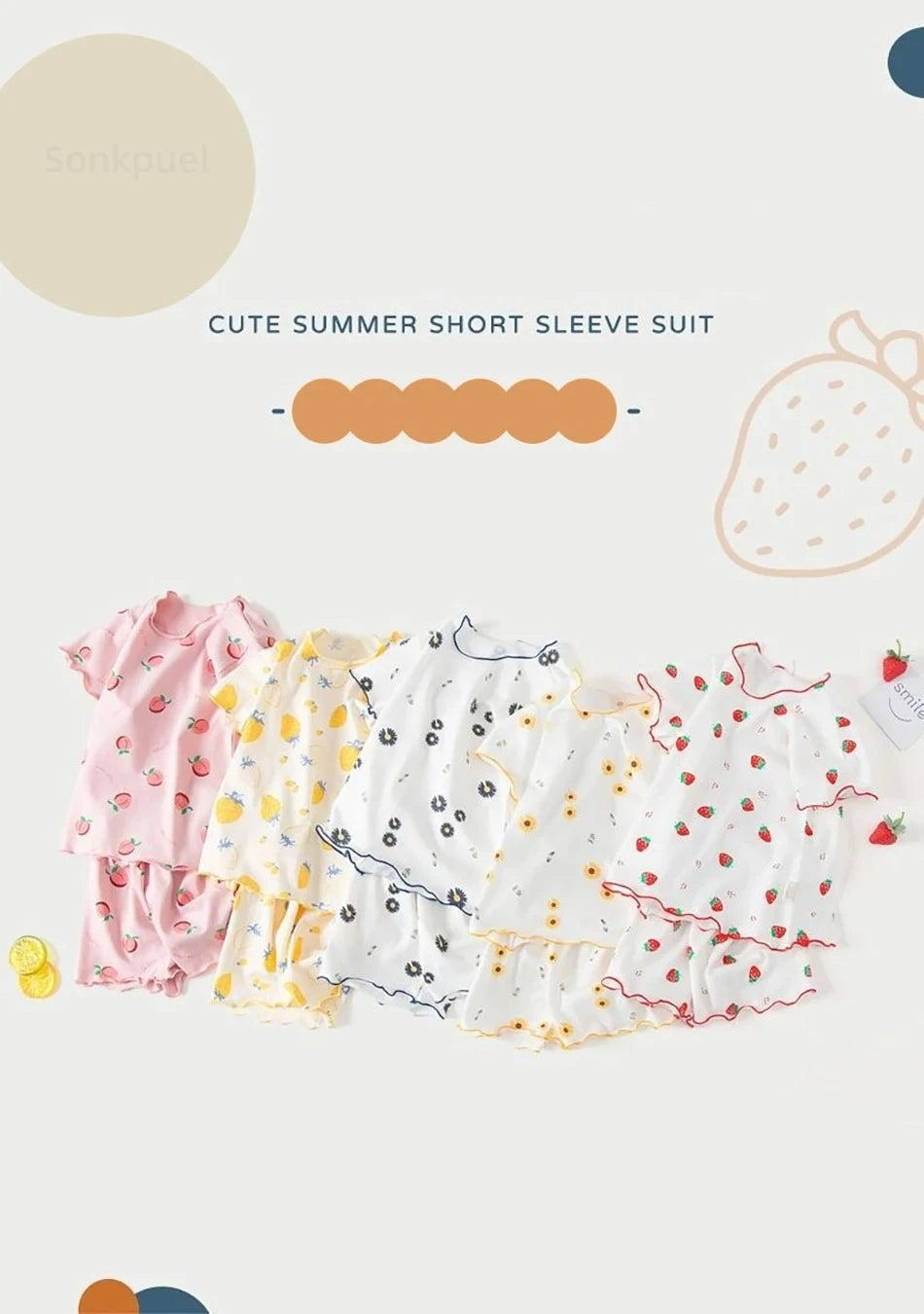 Baby Girl Strawberry Pajamas Set | Short Sleeve 2-Piece Toddler Summer Sleepwear