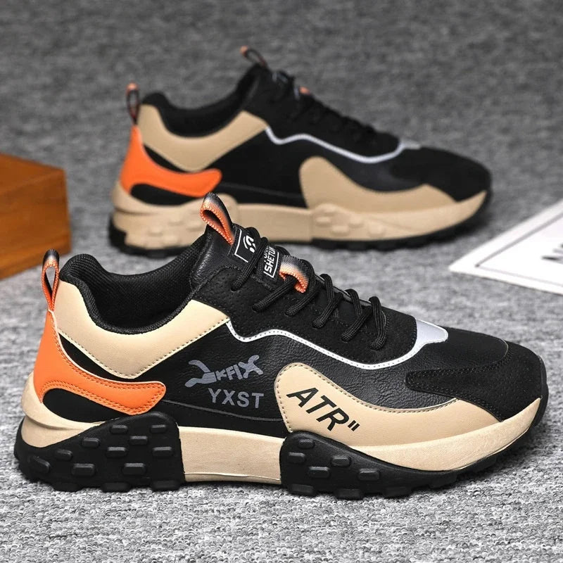 Men's Breathable Faux Leather Lace-Up Sneakers