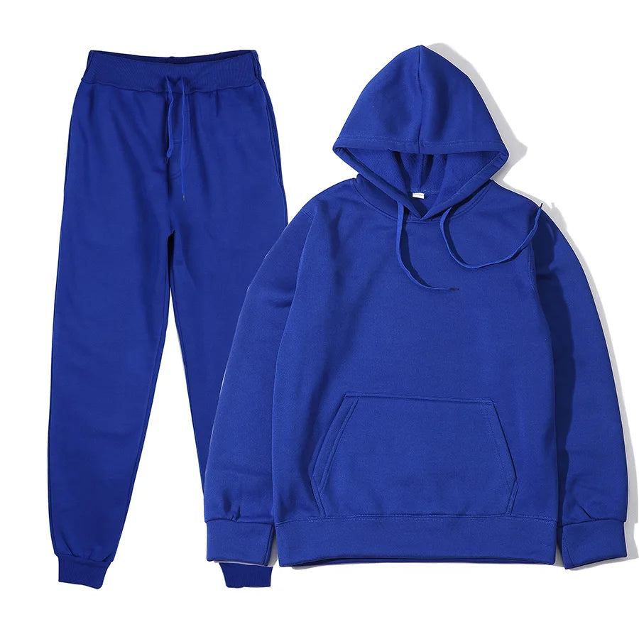 Men's Solid Color Hoodie & Pants Tracksuit Set – Fashionable Casual Sport (S–3XL)