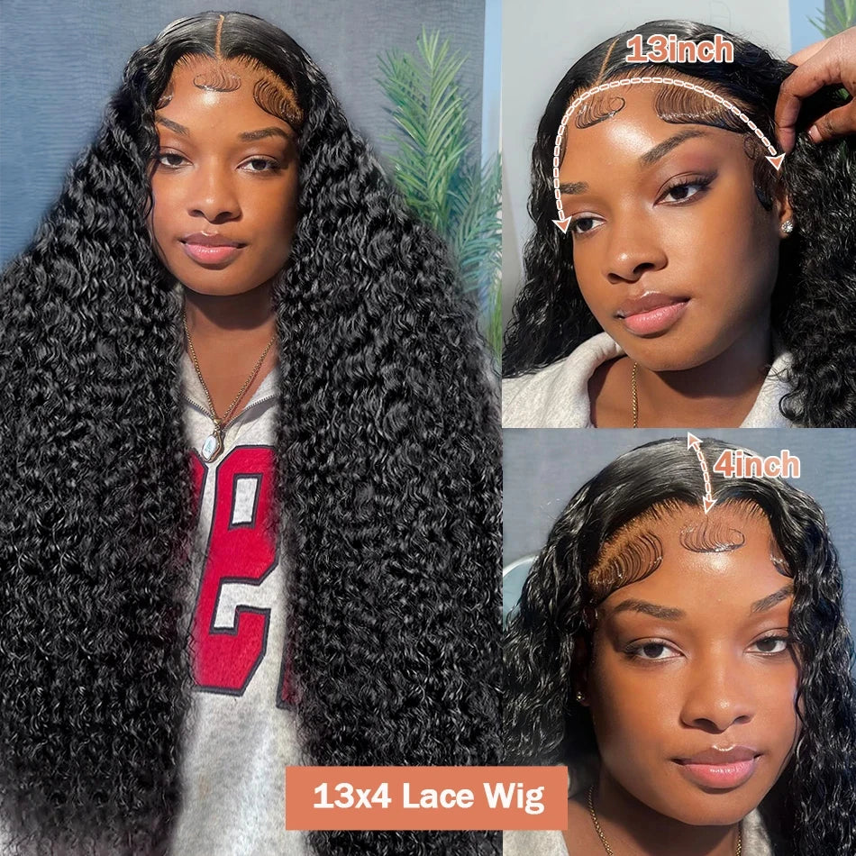 40 Inch Deep Wave Frontal Wig | 13x4 13x6 HD Lace Loose Wave Pre-Plucked Brazilian Human Hair