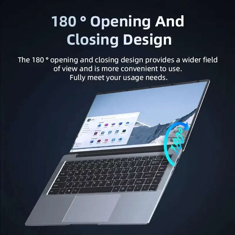 14.1" Intel N3700 Slim Laptop – 16GB DDR4, Up to 2TB SSD, Dual Cameras, Wi-Fi 6, Windows 11