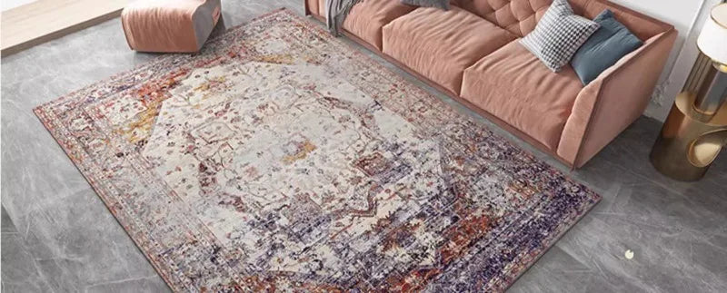 American Retro Style Large Area Rug – Anti-Slip Washable Carpet for Living Room & Bedroom