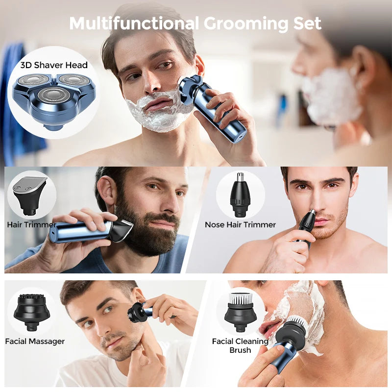 SEJOY 5-in-1 Rotary Electric Shaver for Men – IPX7 Waterproof, 90-Min Runtime, USB Fast Charge