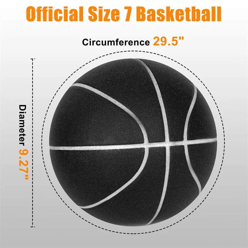 Silent Basketball – Size 7 PU Foam Quiet Indoor Dribble Ball, No Noise, No Pump Needed