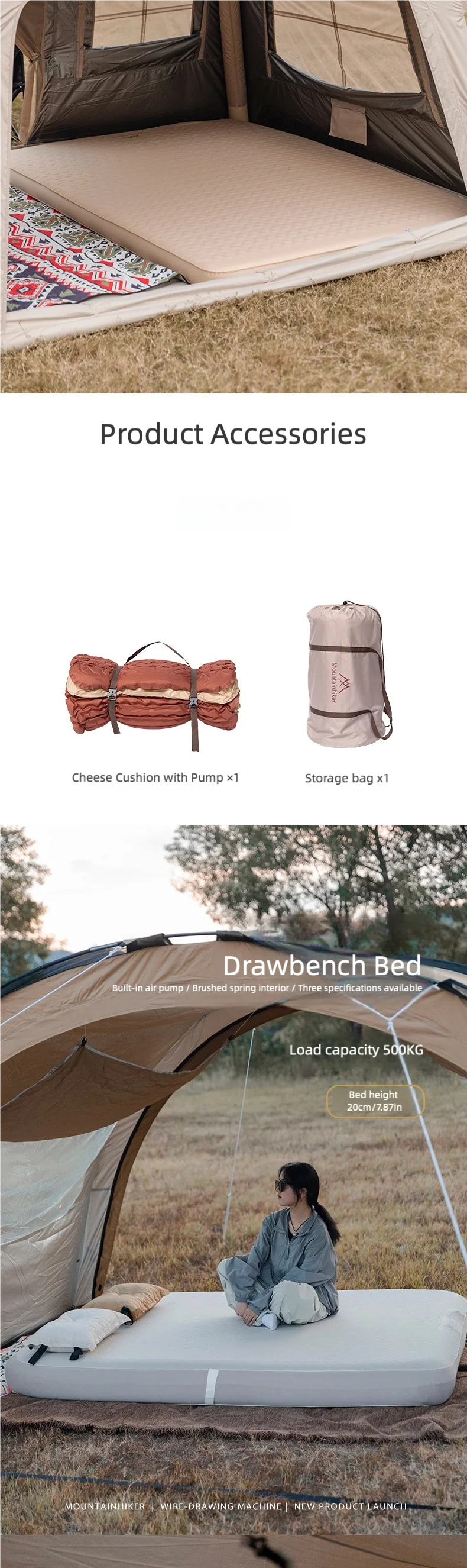 Double Self-Inflating Camping Mattress – Compact Folding Waterproof Outdoor Pad for 2
