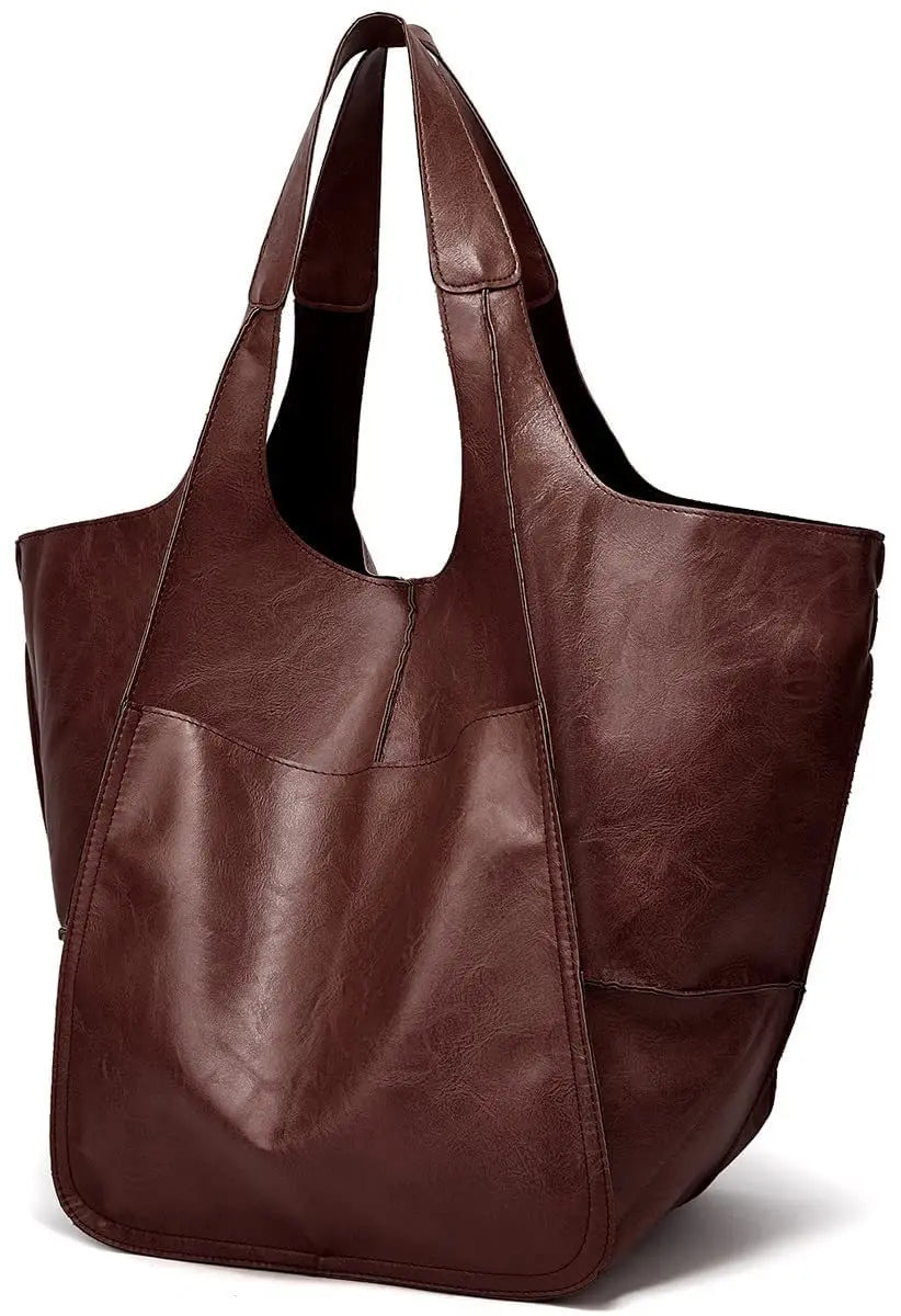 Retro Minimalist Embroidered Large Tote Shoulder Bag – Oversized Shopping Class Bag for Women