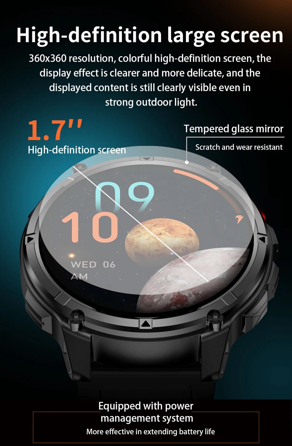 T-Rex3 Pro GPS Military Smartwatch – 1100mAh, 5ATM Waterproof, Sports Run Tracker & Compass