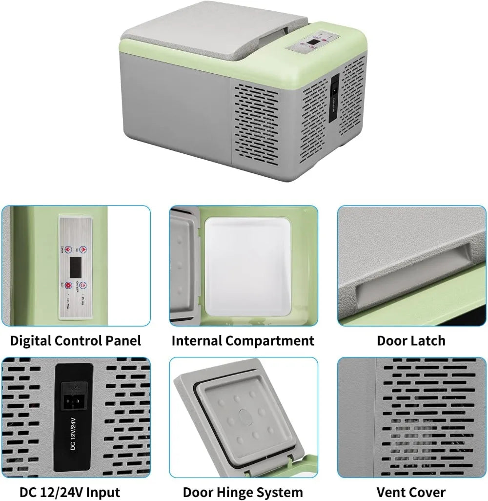 10 Quart Portable Freezer — 12V Car Refrigerator Fast Cooling -20°C to 20°C for Camping, RV, Truck & Boat