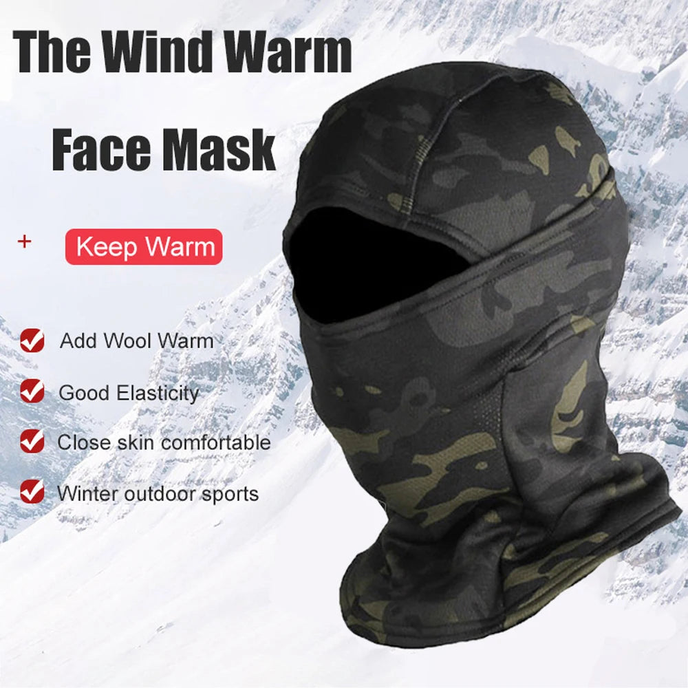 Camouflage Polar Fleece Full Face Cycling Balaclava — Windproof Winter Mask