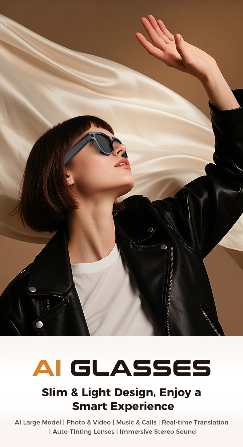 2026 AI Smart Glasses – 4K Camera, 120+ Language Translation, 3600mAh Power Bank, Bluetooth 5.3
