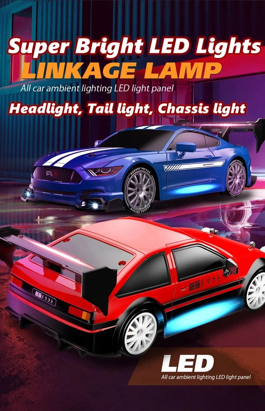 1:24 Scale 4WD RC Drift Car – 20KM/H Off-Road Racing Truck with LED Lights