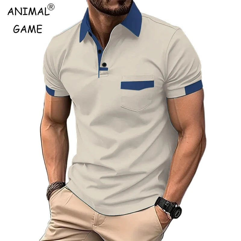 Men's Short Sleeve Polo Shirt with Pocket — Classic Casual Polo