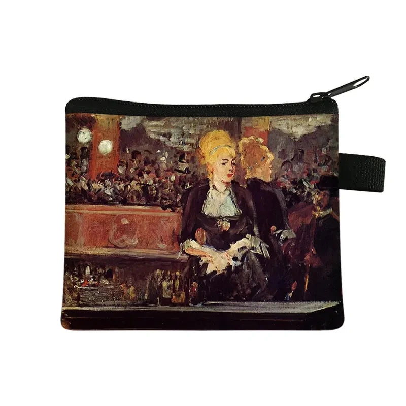 Vintage Oil Painting Floral Coin Purse Mini Clutch Wallet – Bohemian Nylon Organizer Wallet for Women