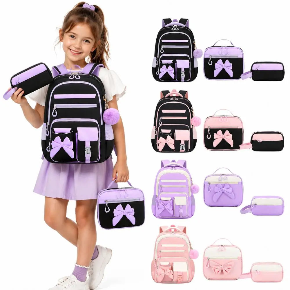 Bow-Knot School Backpack – Bag & Matching Set Options