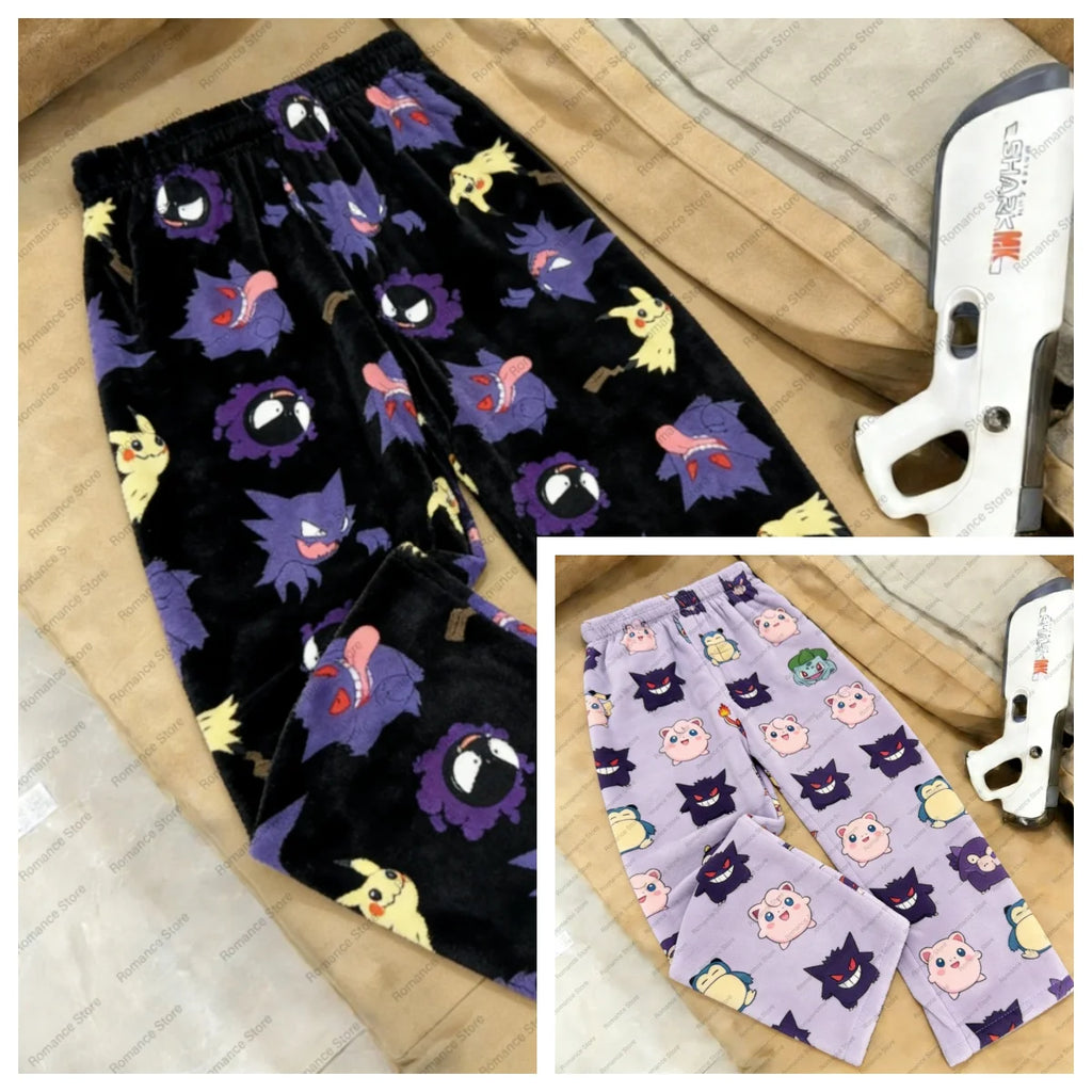 Adult Pikachu Full Print Flannel Pajama Pants | Family Matching Autumn Winter Comfy Homewear
