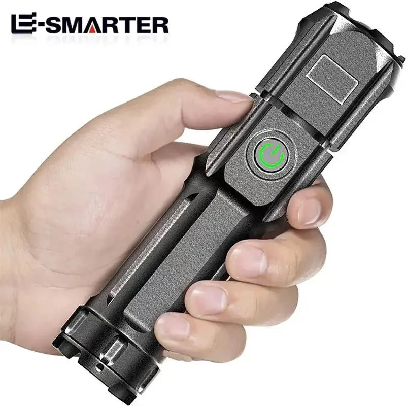 FT15 XPE LED Flashlight – USB Rechargeable, Zoomable, 100m Beam for Fishing, Hunting & Camping