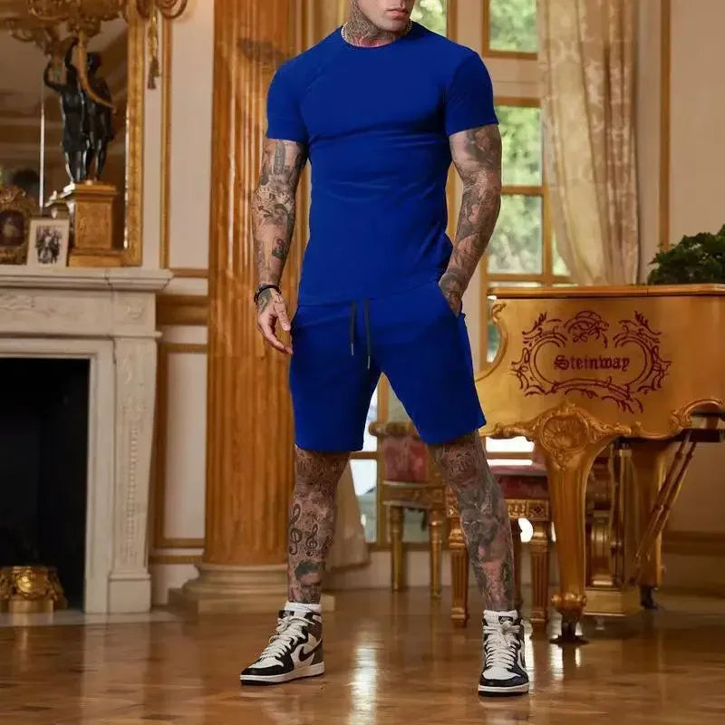 Men's Breathable T-Shirt & Shorts Casual Summer Sport Set – Fashionable Outdoor 2-Piece