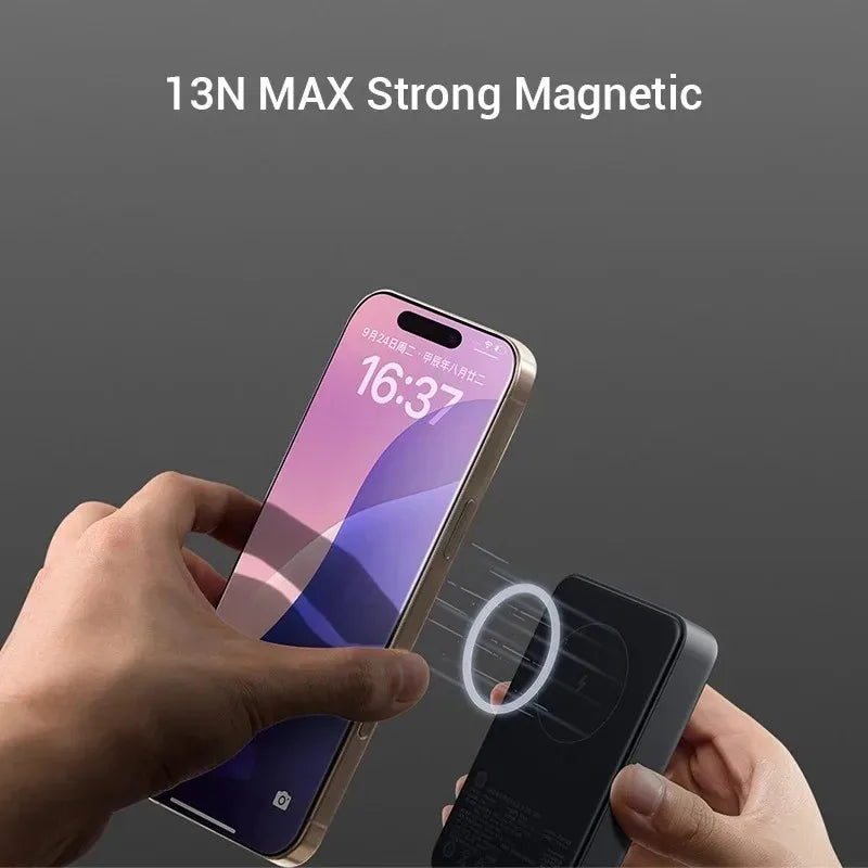 Xiaomi 10000mAh Magnetic Power Bank 33W – Built-in USB-C Cable, Wireless Charging for iPhone & Android