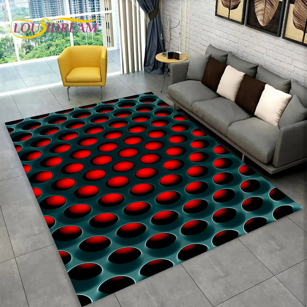 3D Abstract Modern Geometric Illusion Area Rug | 100% Polyester, Non-Slip, Machine Washable, 8 Sizes