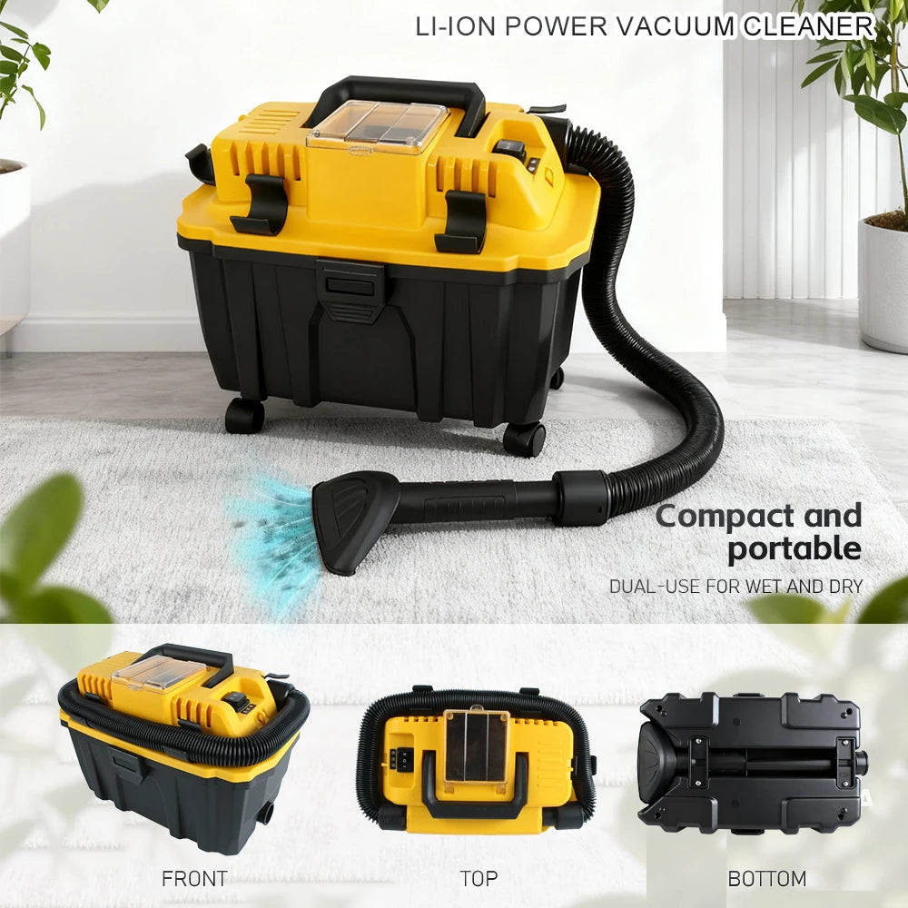 Brushless Cordless Wet/Dry Vacuum – Compatible with DeWalt 12V–24V Batteries (Tool Only)