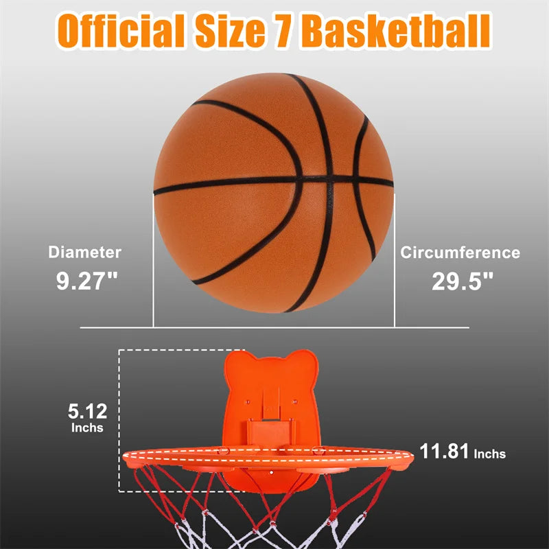 Silent Basketball – Size 7 PU Foam Quiet Indoor Dribble Ball, No Noise, No Pump Needed