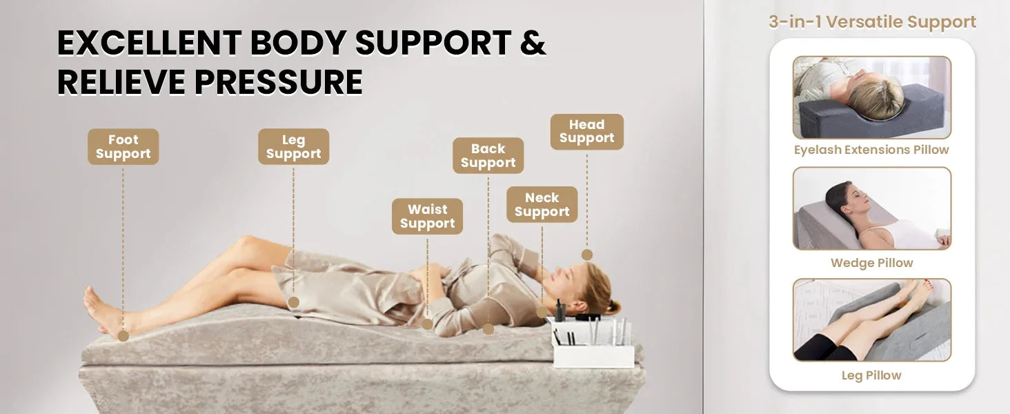 Premium Lash Bed Foam Topper – Ergonomic Contoured Cushion for Beauty Salon & Spa