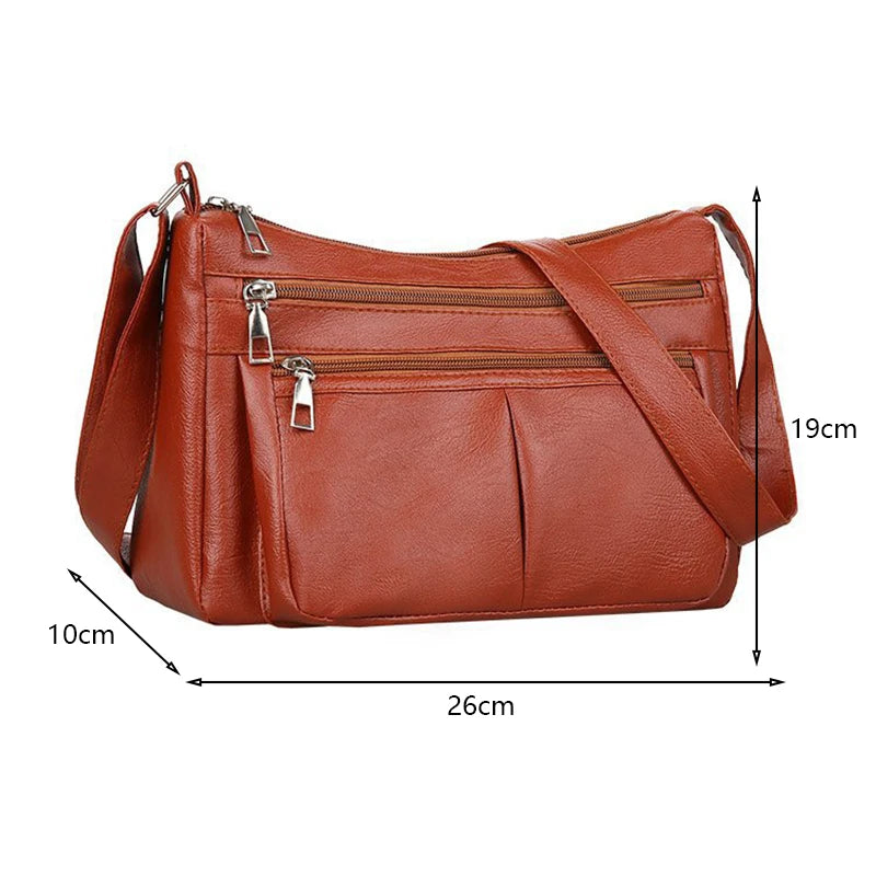 Korean Soft Leather Crossbody Shoulder Bag – Luxury Designer Tote for Women