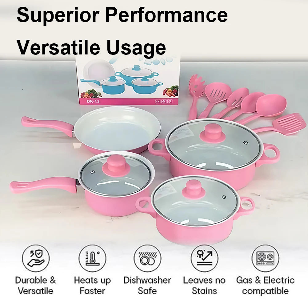 Nonstick Cookware Set – Stackable Pots, Pan & Spatulas